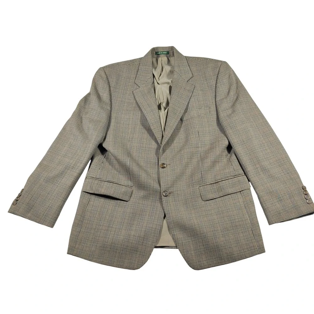Lauren Ralph Lauren Blazer Mens 41R Brown Houndstooth Wool Two Button Jacket